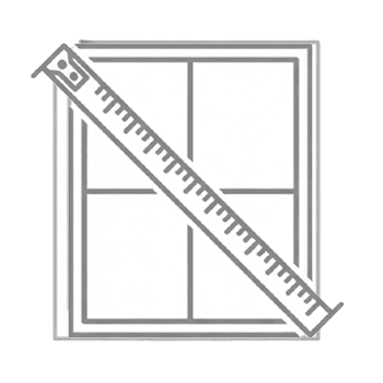 Icon representing custom architectural window dimensions and sizing services.